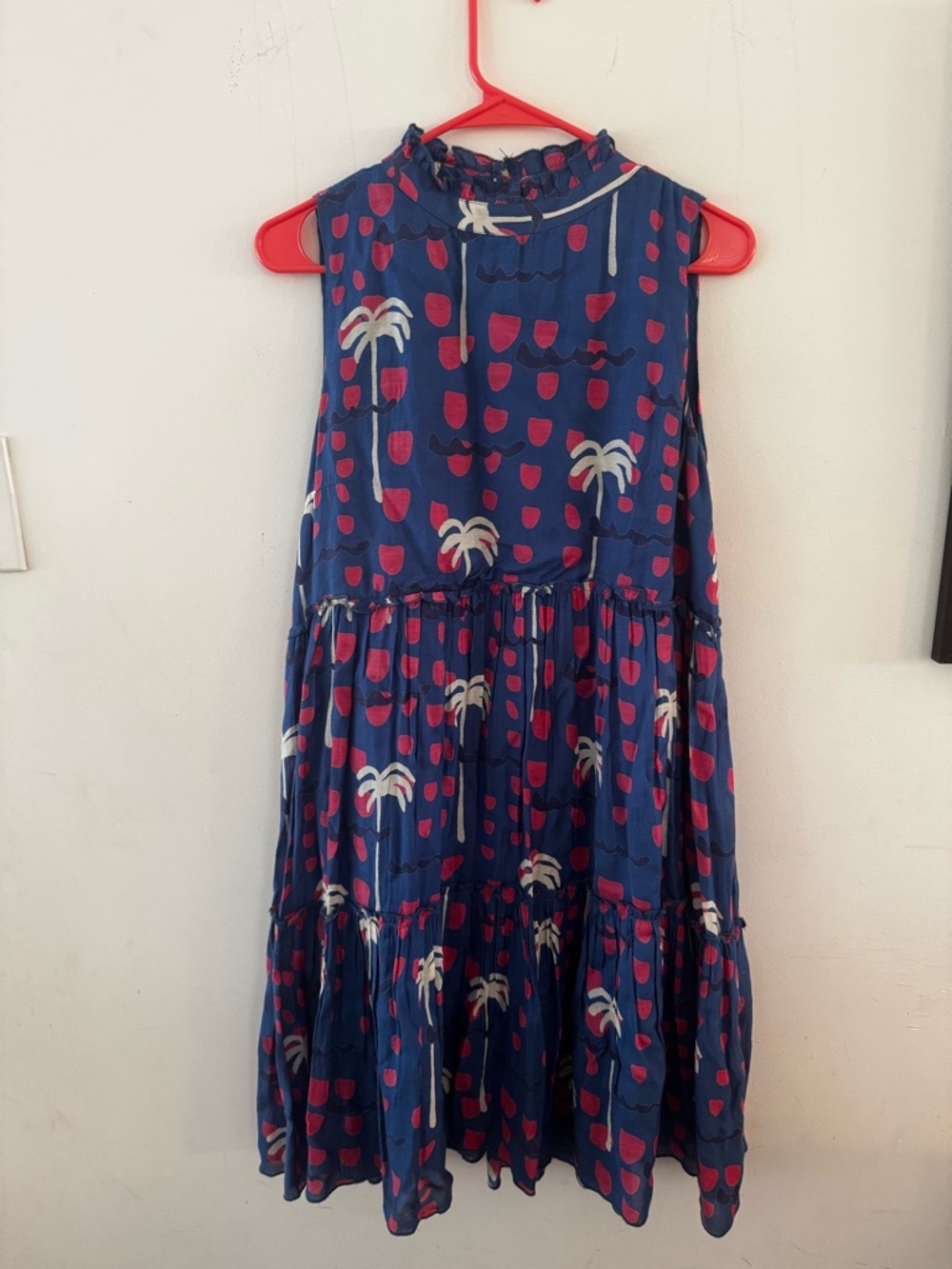 Oliphant Pink Blue White Tropical Print Sleeveless Midi Dress, Size Large - Picture 10 of 12